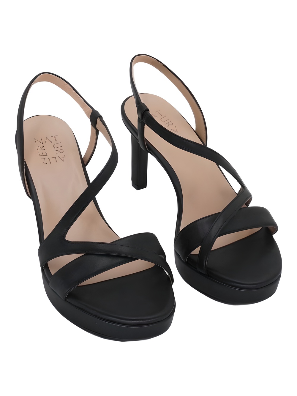 Naturalizer Brenta Black Smooth Strappy Platform Block Heel Sandals Size 7.5W